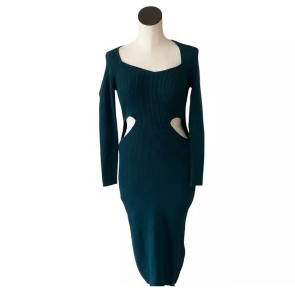 Abercrombie & Fitch Blue/ Green Cut-Out Midi Sweater Dress S